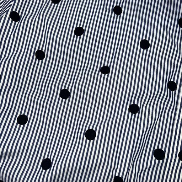 TALBOTS CLASSIC COTTON SHIRT  BLUE WHITE STRIPED Polka DOT SZ PL - Picture 2 of 4